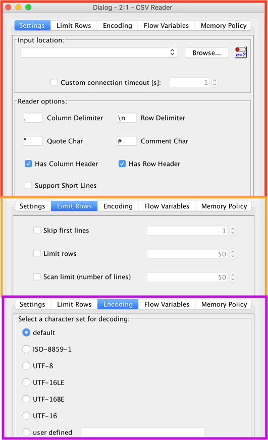 KNIME CSV 节点配置选项